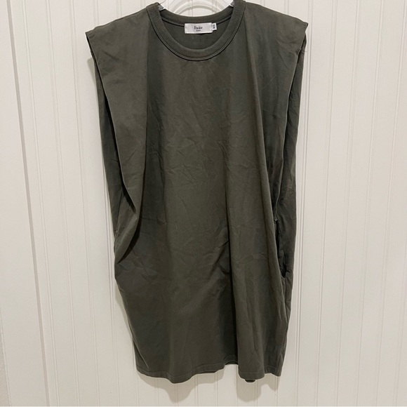 Frankie Shop Womens Tina Padded Sleeveless Olive Tank Dress - Picture 1 of 6